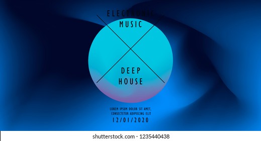 Abstract Minimal Futuristic Vector Illustration in Retrofuturistic/ Synthwave/ Vaporwave Style. Blue Circle on Colorful Fluid Blurry Gradient Background. 