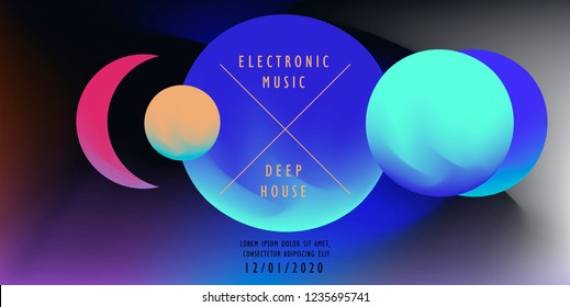 Abstract Minimal Futuristic Vector Illustration in Retrofuturistic/ Synthwave/ Vaporwave Style. Planet parade, Alchemic Geometric Composition. Music Event cover, flyer, template.