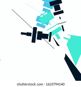 Abstract minimal geometric backdrop. Retro composition in a style of supermatism. Dynamic background with colorful geometrical shapes.