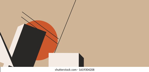 Abstract minimal geometric backdrop in a style of supermatism. Dynamic background with geometrical shapes. Creative graphic design for poster,brochure,flyer and card.