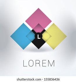 Abstract minimal geometric background with a composition of four rectangles scalable eps10 vector illustration in cmyk color concept, for universal use