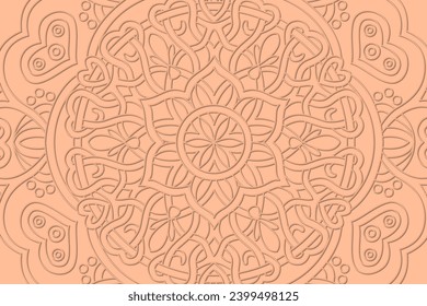 Abstract minimal geometric background with ornament, mandala. Vector illustration for your design. Trendy color of the year 2024