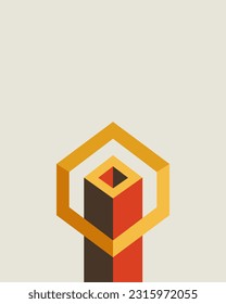 Abstract minimal geometric background. Vector abstract isometric cube with 3d square shape background. Minimal architectural background use for business template, cover, card, company logo, icon, etc.