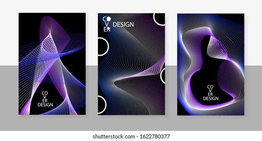 Abstract minimal geometric backgrounds set. Geometric pattern with wavy abstract shapes. For printing on covers, banners, sales, flyers. Modern design. Vector. EPS10