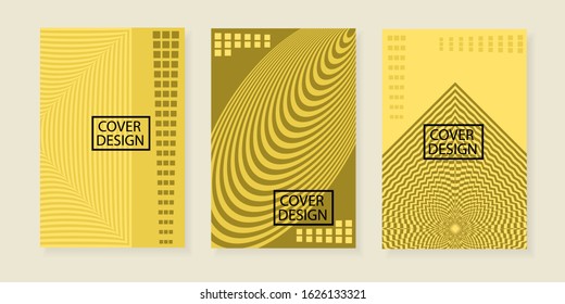 Abstract minimal geometric backgrounds set. Geometric pattern with visual distortion elements. For printing on covers, banners, sales, flyers. Modern design. Vector. EPS10