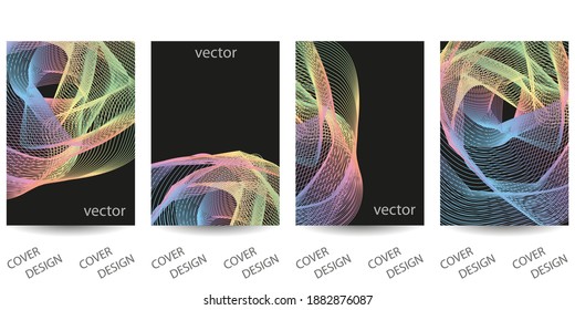 Abstract minimal geometric backgrounds set. Geometric pattern with wavy abstract shapes. For printing on covers, banners, sales, flyers. Modern design. Vector. EPS10