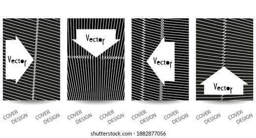 Abstract minimal geometric backgrounds set. Geometric pattern of thin intersecting white lines on black. For printing on covers, banners, sales, flyers. Modern design. Vector. EPS10