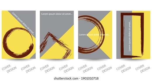 Resumen conjunto de fondo geométrico mínimo. Patrón geométrico con trazos de pincel en los colores de tendencia de 2021 - Gris e iluminación ultima. Para imprimir en portadas, banners, ventas, volantes. 
