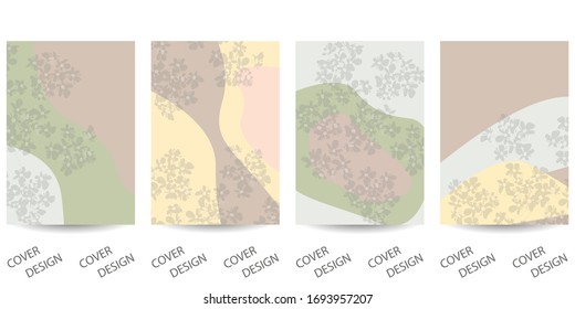 Abstract minimal geometric backgrounds set.Colorful geometric pattern with art texture and flowers. For printing on covers, banners, sales, flyers. Modern design. Vector. EPS10