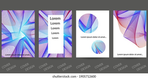 Abstract minimal geometric backgrounds set.Colorful geometric pattern with wavy texture on white . For printing on covers, banners, sales, flyers. Modern design. Vector. EPS10