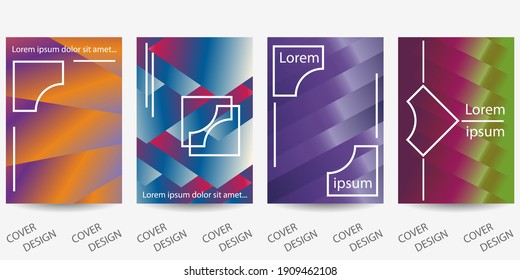 Abstract Minimal Geometric Backgrounds Set.Colorful Geometric Pattern With Gradient Texture. Mockup Template For Cover, Flyer, Brochure. Vector. EPS10