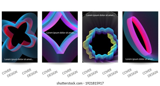 Abstract minimal geometric backgrounds set.Colorful geometric pattern with wavy texture . For printing on covers, banners, sales, flyers. Modern design. Vector. EPS10