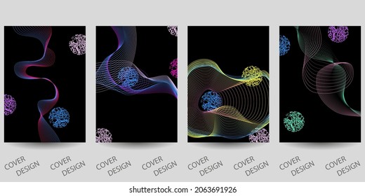 Abstract minimal geometric backgrounds set.Colorful geometric pattern with wavy texture . For printing on covers, banners, sales, flyers. Modern design. Vector.