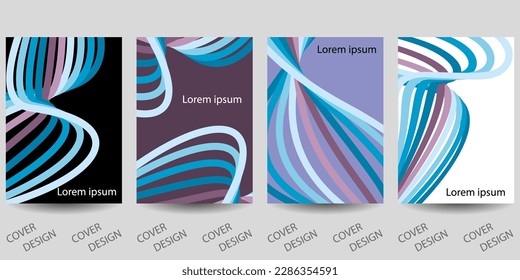 Abstract minimal geometric backgrounds set.Wavy background of lines. Colorful dynamic surface with effect of optical illusion. For printing on covers, banners, sales, flyers. fashion design. Vector.