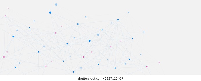 Resumen geométrico mínimo con puntos de conexión y líneas sobre fondo blanco. Concepto de conexión a redes globales y tecnología de comunicación social. Ilustración vectorial.