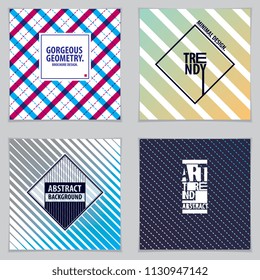 Abstract minimal geometric designs background for business annual reports, book covers, brochures, flyers or posters set. Vector geometric pattern abstract background.