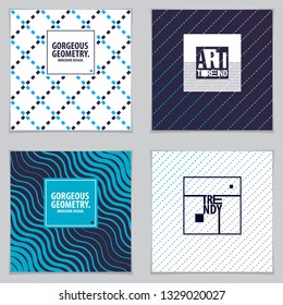 Abstract minimal geometric designs background for business annual reports, book covers, brochures, flyers or posters set. Vector geometric pattern abstract background.