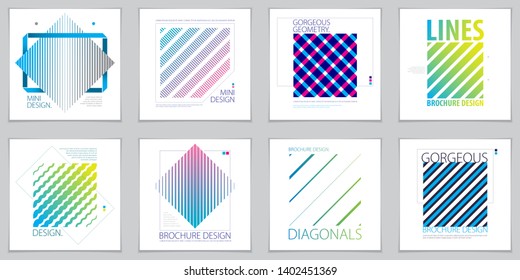 Abstract minimal geometric designs background for business annual reports, book covers, brochures, flyers or posters set. Vector geometric pattern abstract background.
