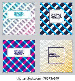 Abstract minimal geometric designs background for business annual reports, book covers, brochures, flyers or posters set. Vector geometric pattern abstract background.