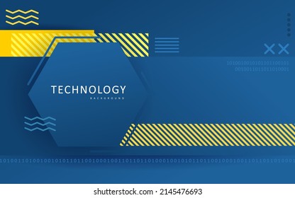 Abstract Minimal geometric futuristic blue background. Blue background with stripes. Vector abstract background texture design, bright poster, yellow and blue banner background Vector illustration.