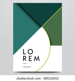 Abstract minimal geometric green cover or poster design template. Vector illustration.