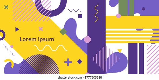 Abstract minimal geometric pattern memphis style white background. You can use for banner web design, presentation, poster, cover brochure, template, etc. Vector illustration