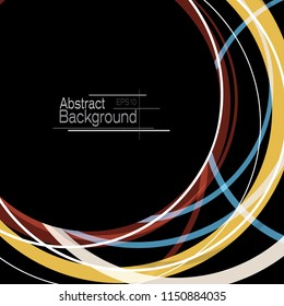Abstract minimal geometric round circle shapes design black background with copy space