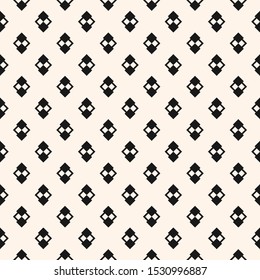 Abstract minimal geometric seamless pattern. Vector black and white background. Simple ornament with small rhombuses, diamond shapes, grid. Elegant monochrome graphic texture. Minimalist design