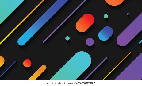Abstract minimal geometric shape background with gradient. Dynamic shapes composition