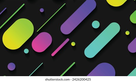 Abstract minimal geometric shape background with gradient. Dynamic shapes composition