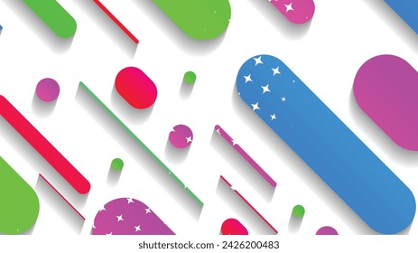 Abstract minimal geometric shape background with gradient. Dynamic shapes composition