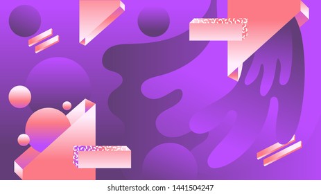 Abstract and Minimal geometric shapes background. Dynamic fluid and boxes. 