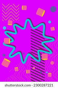 Abstract minimal geometric shapes background. Explosion geometrical graphic art pattern. Simple busy poster with random geometry. Vintage template for book cover, Newsletter, Social Media backdrop wit