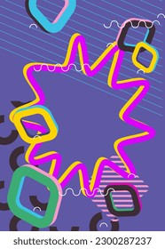 Abstract minimal geometric shapes background. Explosion geometrical graphic art pattern. Simple busy poster with random geometry. Vintage template for book cover, Newsletter, Social Media backdrop wit