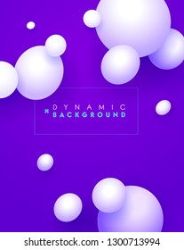 Abstract Minimal geometric vector on purple background. Trendy volumetric poster concept. Motion bubble art design. Vector illustration 