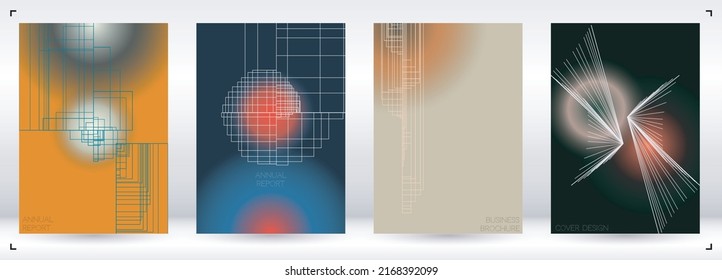 Abstract  Minimal Geometric Vector Poster Design with Lines and Gradient Colorful Circles. Collection of Abstract Backgrounds for Covers, Flyers, Templates, Booklets, Cards, Brochures, Branding, etc.