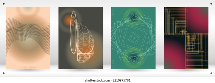 Abstract  Minimal Geometric Vector Poster Design with Lines and Gradient Colorful Circles. Set of Abstract Backgrounds for Covers, Flyers, Templates, Booklets, Cards, Brochures, Branding, etc.