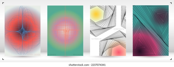 Abstract  Minimal Geometric Vector Poster Design with Lines and Gradient Colorful Circles. Collection of Abstract Backgrounds for Covers, Flyers, Templates, Booklets, Cards, Brochures, Branding, etc.