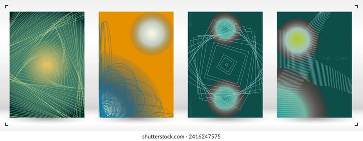 Abstract  Minimal Geometric Vector Poster Design with Lines and Gradient Colorful Circles. Set of Abstract Backgrounds for Covers, Flyers, Templates, Booklets, Cards, Brochures, Branding, etc.
