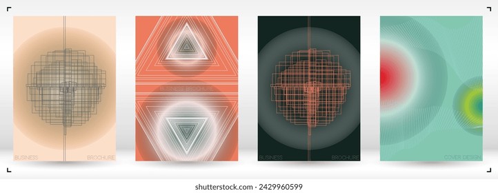 Abstract  Minimal Geometric Vector Poster Design with Lines and Gradient Colorful Circles. Set of Abstract Backgrounds for Covers, Flyers, Templates, Booklets, Cards, Brochures, Branding, etc.