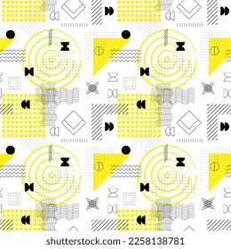 Abstract minimal geometrical seamless pattern. Bauhaus, geometric shapes. Trendy design. 
