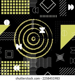 Abstract minimal geometrical seamless pattern. Bauhaus, geometric shapes. Trendy design. 
