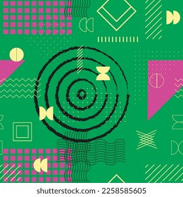Abstract minimal geometrical seamless pattern. Bauhaus, geometric shapes. Trendy design. 
