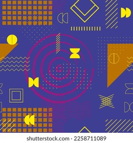 Abstract minimal geometrical seamless pattern. Bauhaus, geometric shapes. Trendy design. 