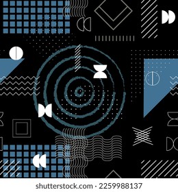 Abstraktes minimales geometrisches nahtloses Muster. Bauhaus, geometrische Formen. Trendloses Design. 