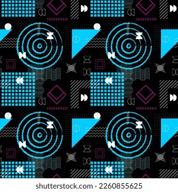 Abstract minimal geometrical seamless pattern. Bauhaus, geometric shapes. Trendy design. 