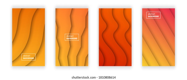 Abstract minimal gradient geometric background.  Set of four wave layer shape for banner, templates, cards. Vector illustration.