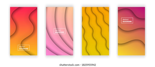 Abstrakter minimaler geometrischer Farbverlauf-Hintergrund.  Set aus vier Wellenschichten Form für Banner, Vorlagen, Karten. Vektorgrafik.