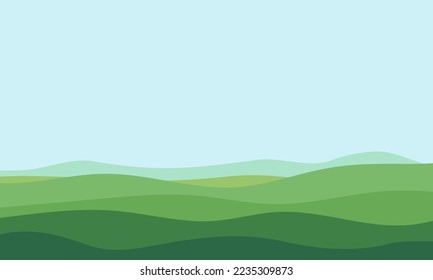 Abstract minimal green fields landscape illustration background