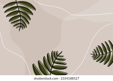 Resumen fondo mínimo de forma dibujado a mano con hojas de palmera
